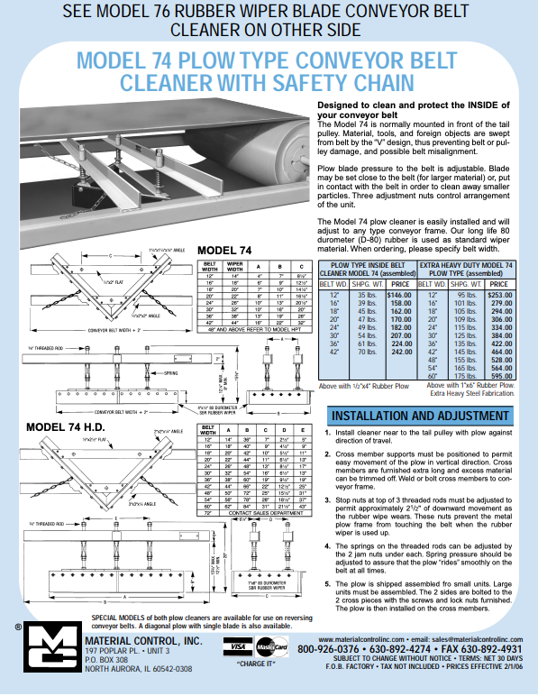 Plow-Style Conveyor Belt Cleaner poster with details