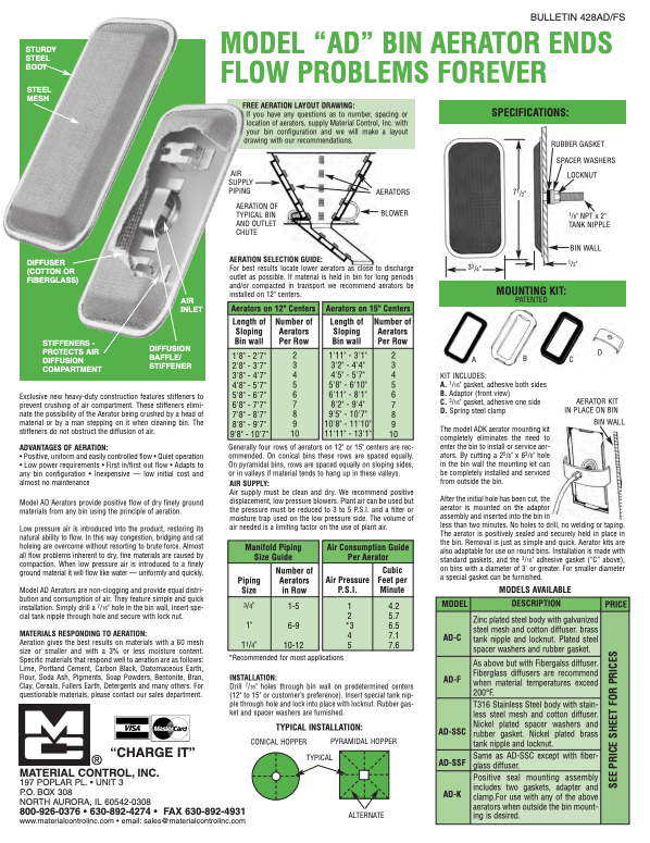 Bin Aerator Poster with details